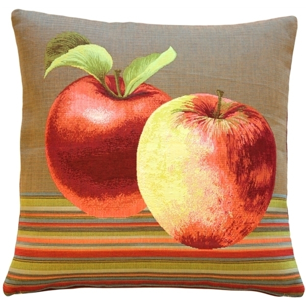 Pillow Decor - Fresh Apples On Brown 19x19 Throw Pillow