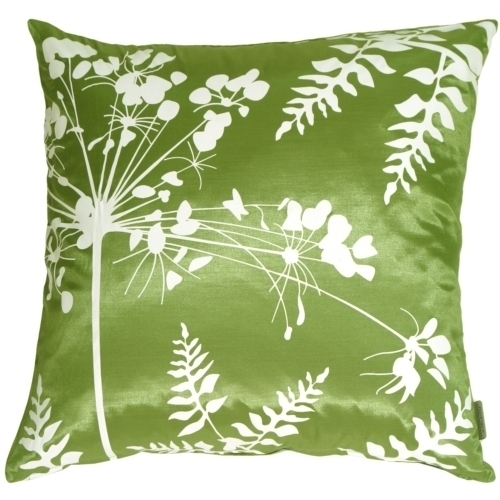 Pillow Decor - Green With White Spring Flower And Ferns Pillow 16x16