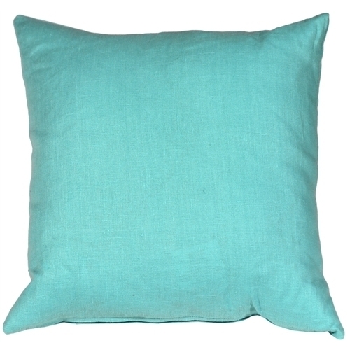 Pillow Decor - Tuscany Linen Turquoise 20x20 Throw Pillow