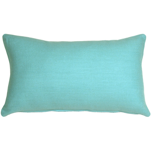 Pillow Decor - Tuscany Linen Turquoise 12x19 Throw Pillow