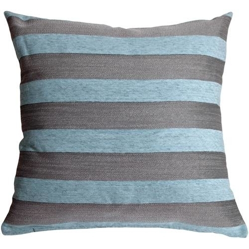 Pillow Decor - Brackendale Stripes Sea Blue Throw Pillow