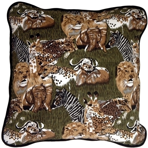 Pillow Decor - Safari Print Cotton Large Throw Pillow