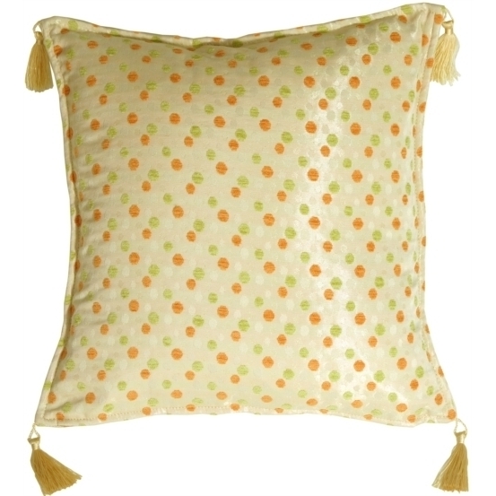 Pillow Decor - Lots Of Dots In Orange And Lime Accent Pillow