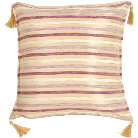 Pillow Decor - Chenille Stripes In Mauve And Cream Throw Pillow