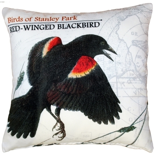 Pillow Decor - Red-Winged Black Bird Pillow 18X18