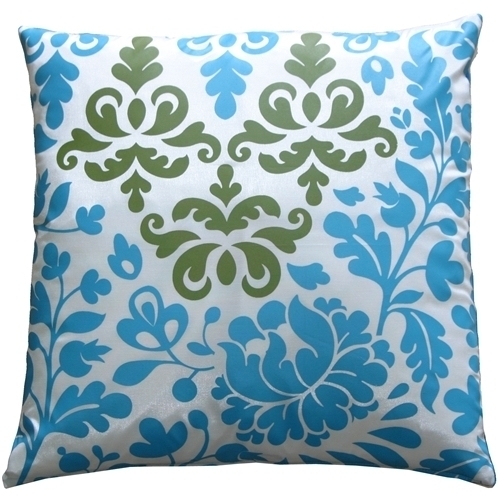 Pillow Decor - Bohemian Damask Blue, White And Olive Throw Pillow