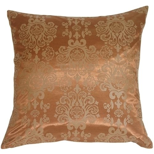 Pillow Decor - Copper With Copper Baroque Pattern Throw Pillow