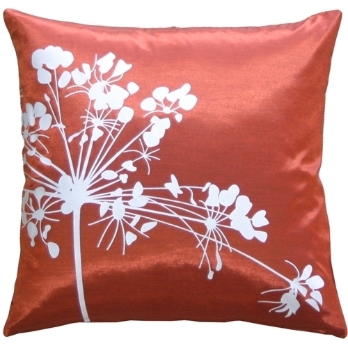 Pillow Decor - Red With White Spring Flower 16 Throw Pillow