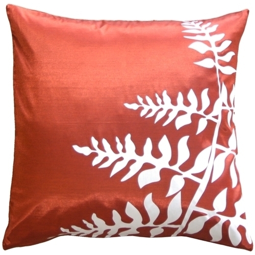 Pillow Decor - Red With White Bold Fern 20 Throw Pillow