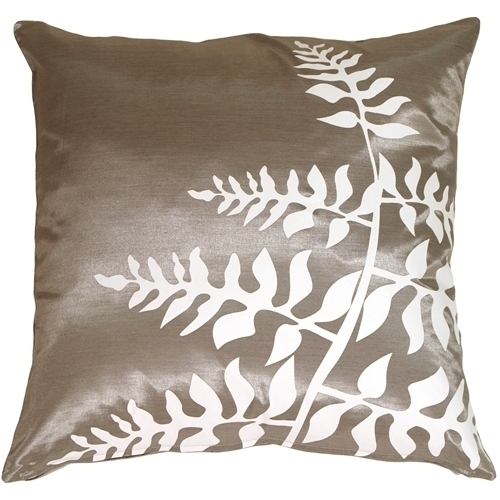 Pillow Decor - Gray With White Bold Fern Throw Pillow