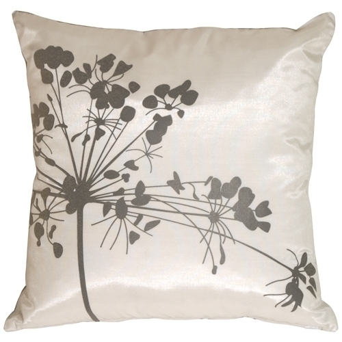Pillow Decor - White With Gray Spring Flower Throw Pillow