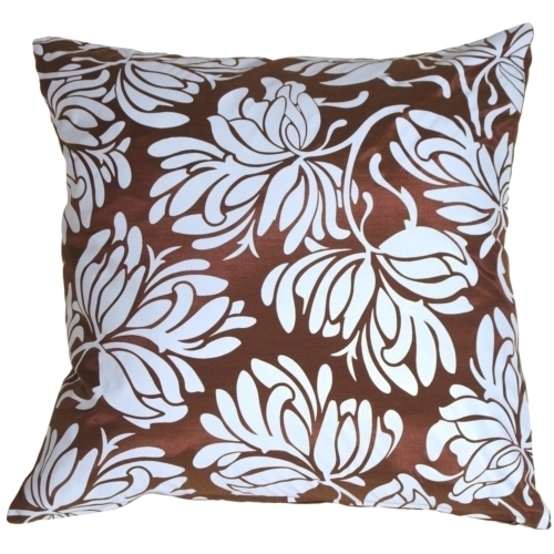 Pillow Decor - Bold Blue Flowers On Chocolate Accent Pillow