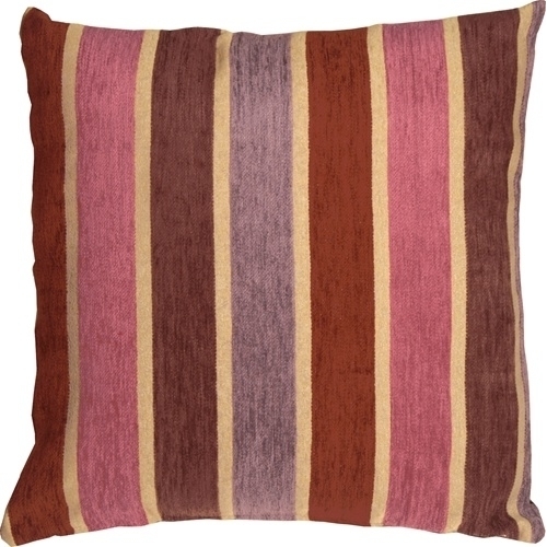Pillow Decor - Savannah Stripes 20x20 Pink Purple Chenille Throw Pillow