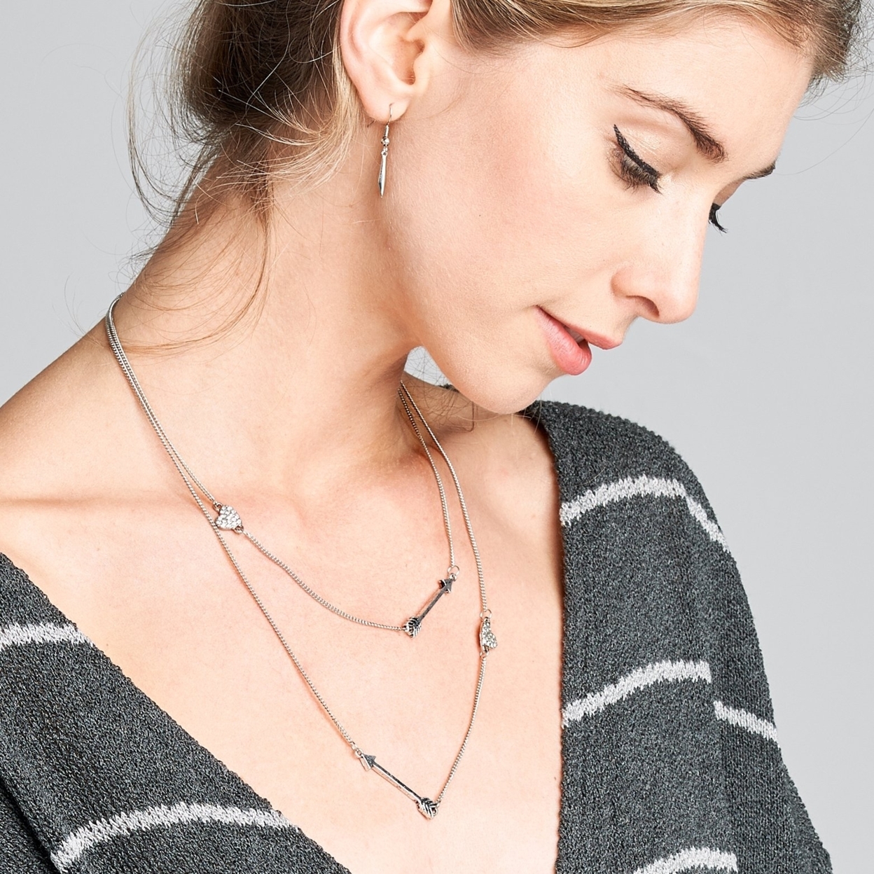 Heart & Arrow Layered Necklace - Gold