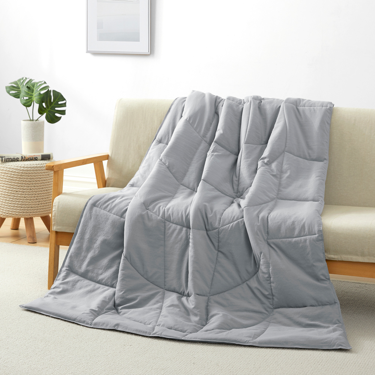 Down Alternative Ergonomic Reversible Throw Blanket, Ultra Soft Peach Skin Fabric, 50W X 70L