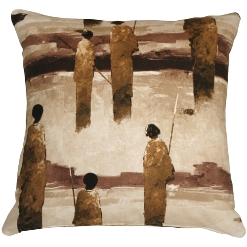 Pillow Decor - Masai Warrior 22x22 Brown Throw Pillow
