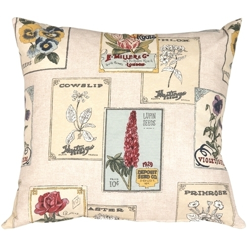 Pillow Decor - Vintage Seed Packet 20x20 Throw Pillow