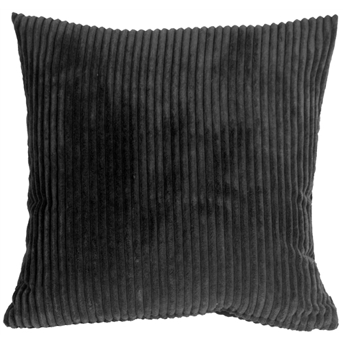 Pillow Decor - Wide Wale Corduroy 18x18 Black Throw Pillow