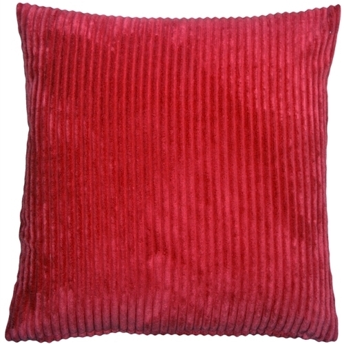 Pillow Decor - Wide Wale Corduroy 18x18 Red Throw Pillow