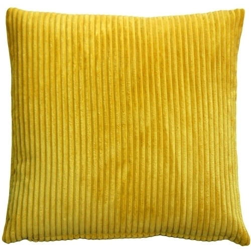 Pillow Decor - Wide Wale Corduroy 22x22 Yellow Throw Pillow