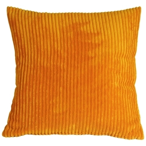 Pillow Decor - Wide Wale Corduroy 22x22 Light Orange Throw Pillow