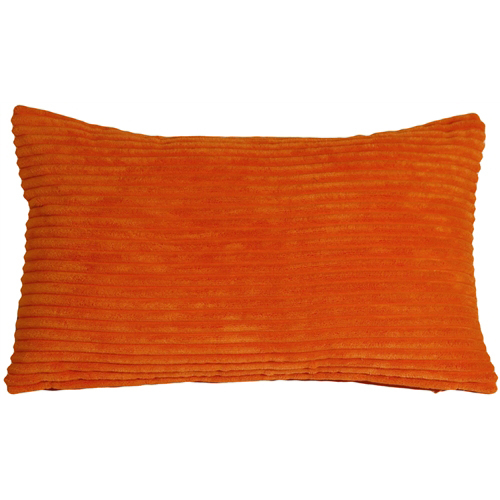 Pillow Decor - Wide Wale Corduroy 12x20 Dark Orange Throw Pillow