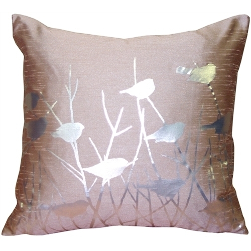 Pillow Decor - Metallic Birds Faded Rose Throw Pillow