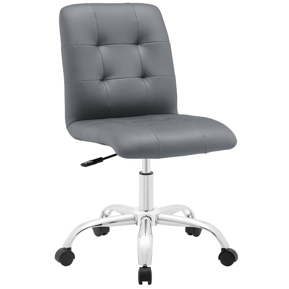 Gray Prim Armless Mid Back Office Chair