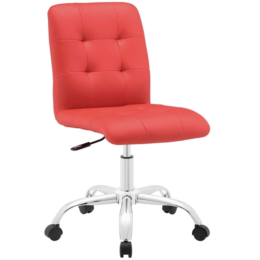 Red Prim Armless Mid Back Office Chair