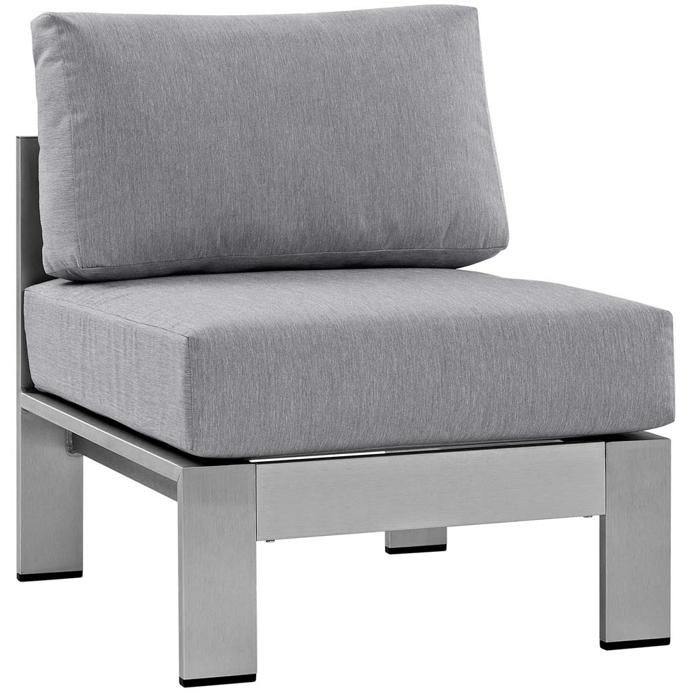 Silver Gray Shore Armless Outdoor Patio Aluminum Chair