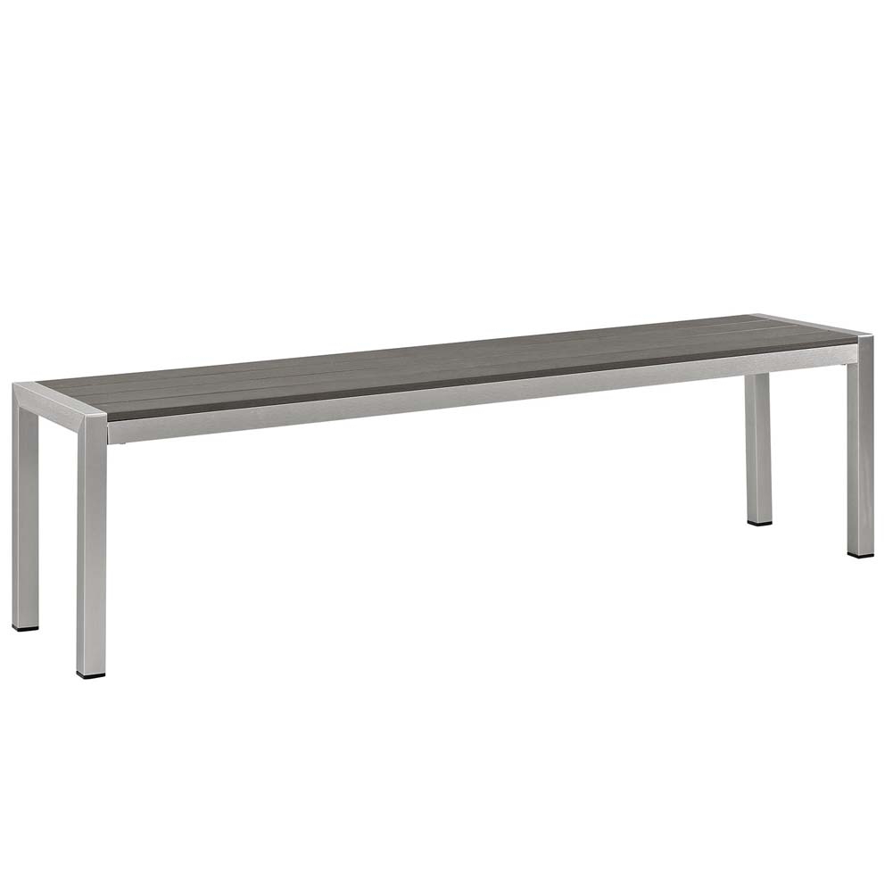 Silver Gray Shore Outdoor Patio Aluminum Bench