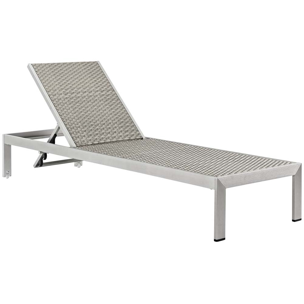 Silver Gray Shore Outdoor Patio Aluminum Chaise, EEI-2250-SLV-GRY