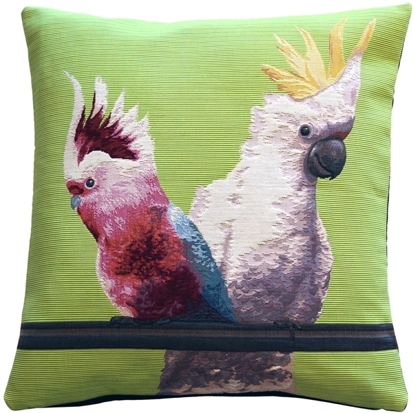 Pillow Decor - Cockatiel Birds Green Tapestry Throw Pillow