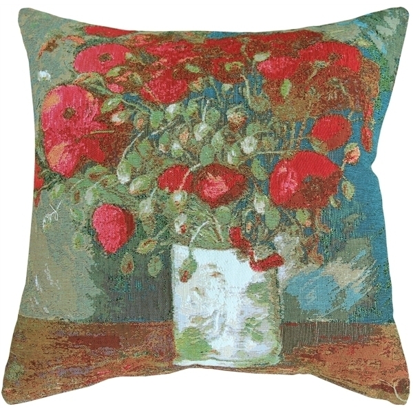 Pillow Decor - Van Gogh Poppies 19x19 Throw Pillow