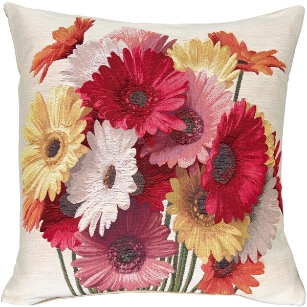 Pillow Decor - Gerbera Floral French Tapestry Throw Pillow 19x19