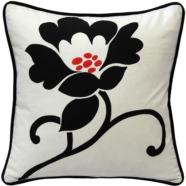 Pillow Decor - Graphic Flower Cotton Throw Pillow 16x16