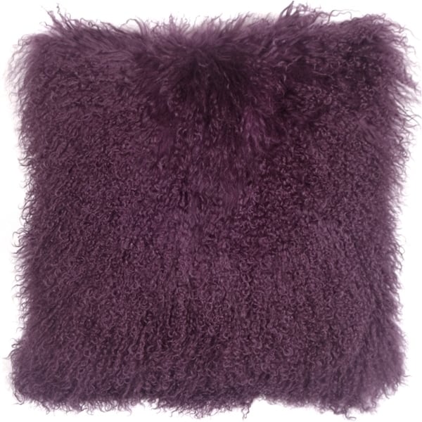 Pillow Decor - Mongolian Sheepskin Purple Throw Pillow