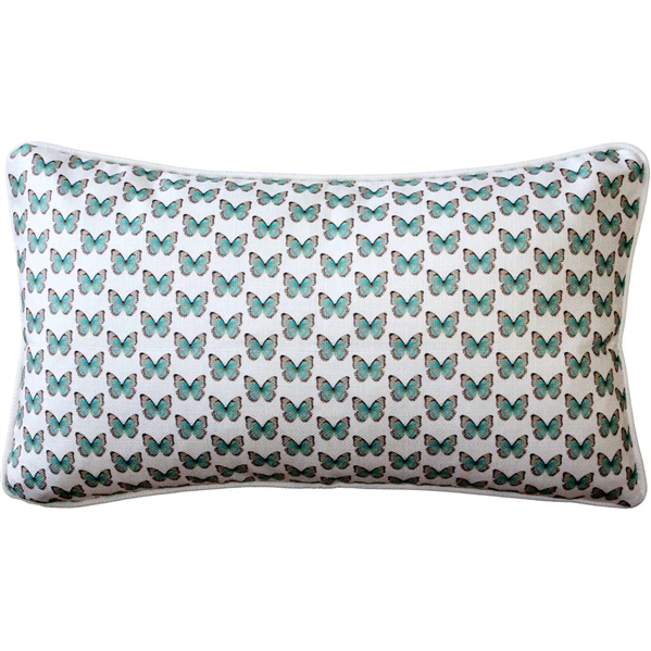 Pillow Decor - Costa Rica Robin's Egg Butterfly Tiny Scale Print Throw Pillow12x20