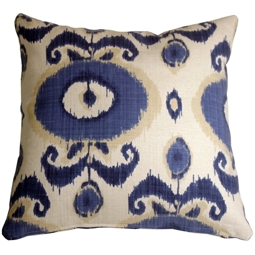 Pillow Decor - Bold Blue Ikat 20x20 Decorative Pillow