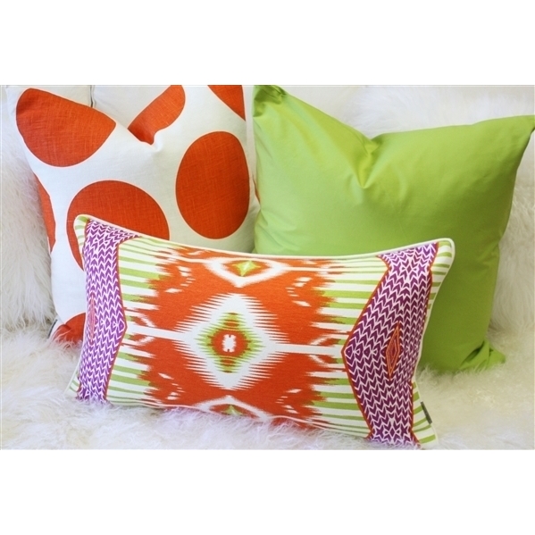 Pillow Decor - Electric Ikat Orange 15x27 Throw Pillow