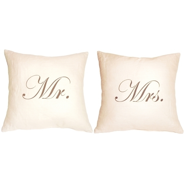 Pillow Decor - Mr And Mrs 18x18 Linen Pillow Set