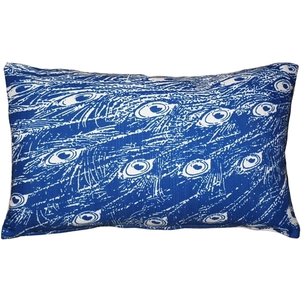 Pillow Decor - Peacock Blue Relief Throw Pillow 12x20