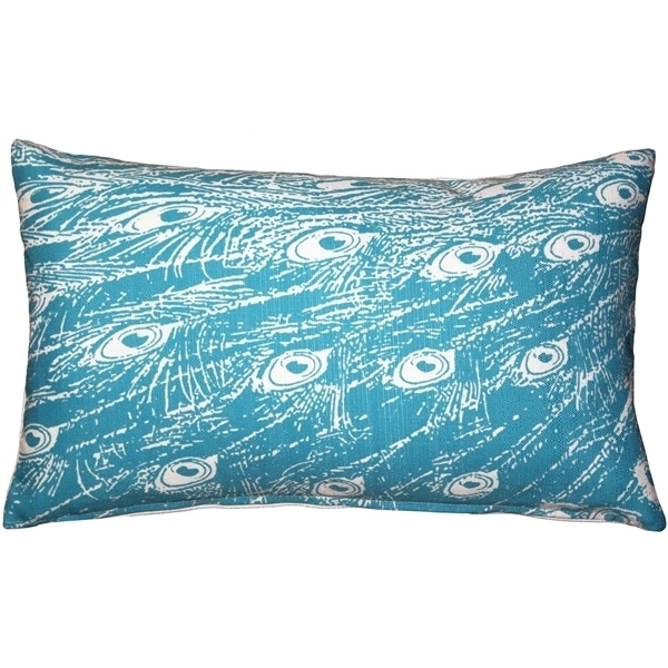 Pillow Decor - Peacock Turquoise Relief Throw Pillow 12x20