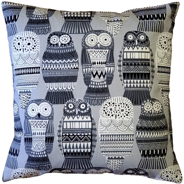 Pillow Decor - Midnight Owl Cotton Print Throw Pillow 17x17