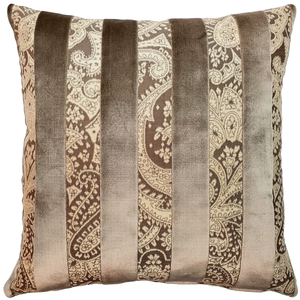 Pillow Decor - Robert Owl Stripe Velvet Pillow 22x22 Complete With Pillow Insert