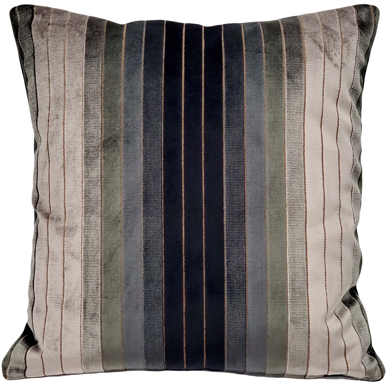 Carbon Stripes Textured Velvet Throw Pillow 20x20 Inches Square, Complete Pillow with Polyfill Pillow Insert