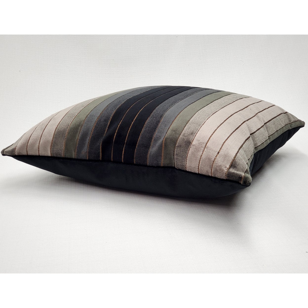 Carbon Stripes Textured Velvet Throw Pillow 20x20 Inches Square, Complete Pillow With Polyfill Pillow Insert