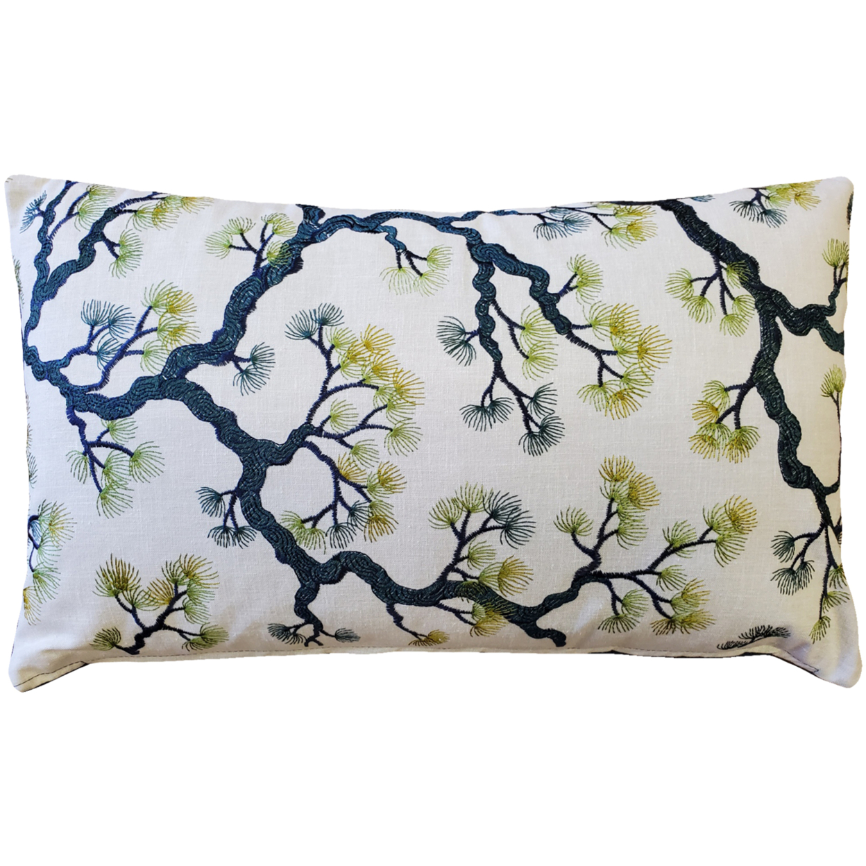 Bonsai Pine Teal Green Throw Pillow 12x19 Inches Square, Complete Pillow with Polyfill Pillow Insert