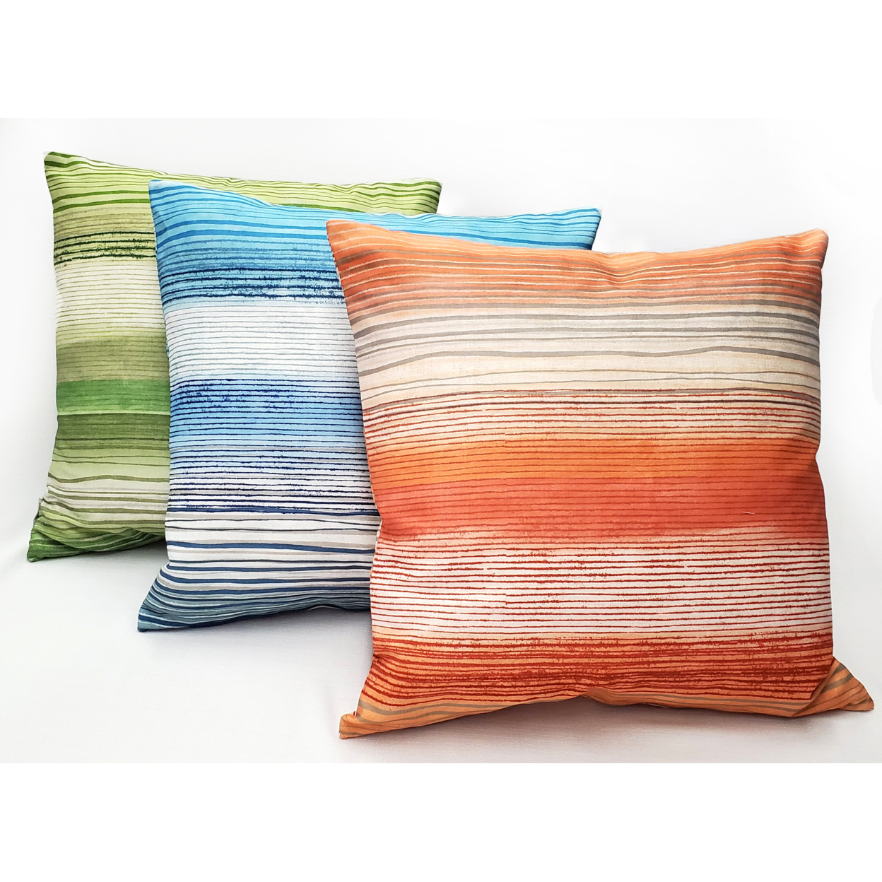Sedona Stripes Orange Throw Pillow 20x20 Inches Square, Complete Pillow With Polyfill Pillow Insert