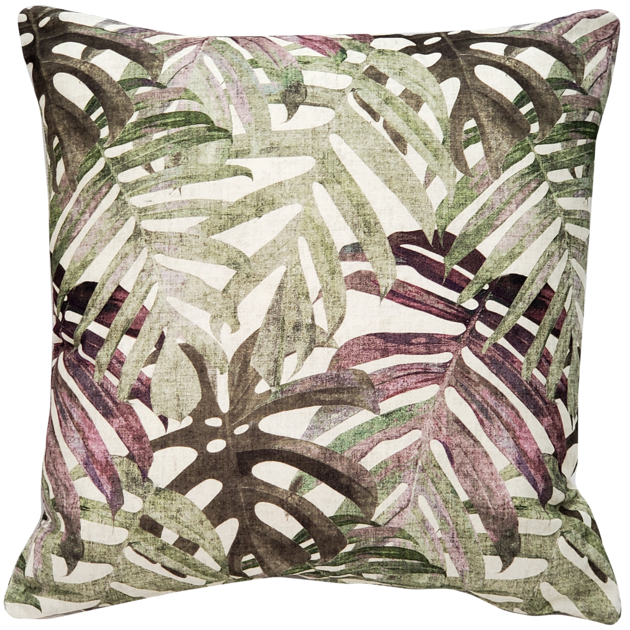 Pattaya Purple Palm Throw Pillow 20x20 Inches Square, Complete Pillow With Polyfill Pillow Insert